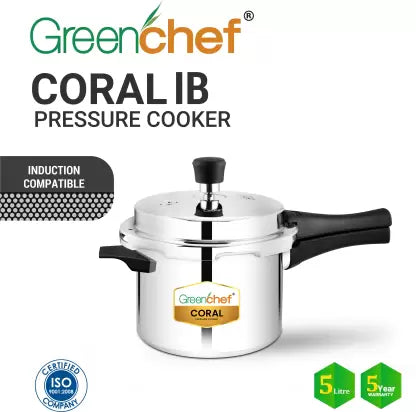 Greenchef Coral 5 L Induction Bottom Pressure Cooker  (Aluminium) Greenchef Coral 5 L Induction Bottom Pressure Cooker  (Aluminium)